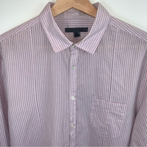 John Varvatos sz M Lavender Striped Cotton Button Up Slim Fit Men’s Dress Shirt - Picture 3 of 9
